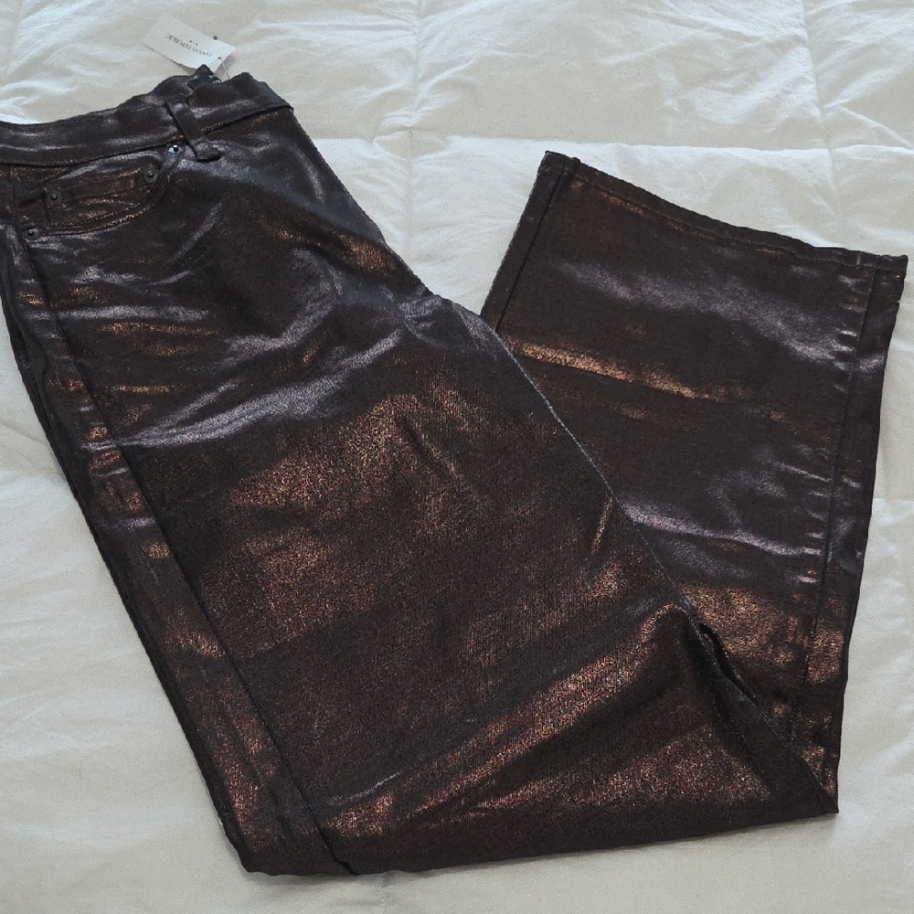 Banana Republic Straight High Rise Metallic Pants - Picture 2 of 10